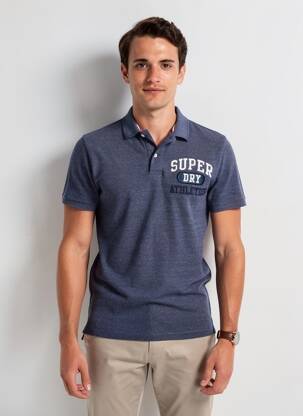 Polo manches courtes manches courtes bleu SUPERDRY homme