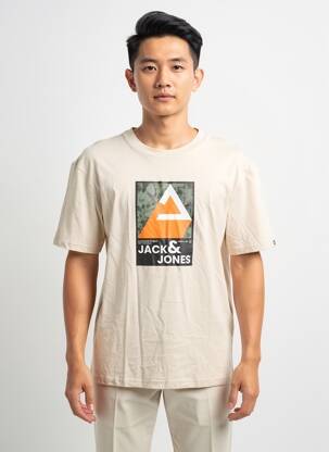 T-shirt col rond manches courtes beige JACK & JONES homme