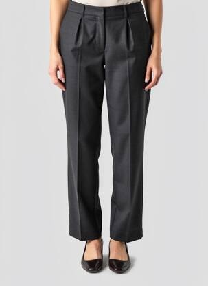 Pantalon droit fermeture zippée sous rabat avec crochet taille basse gris BERNARD ZINS femme