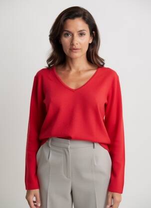 Pull coupe cintrée manches longues rouge MONTAGUT femme