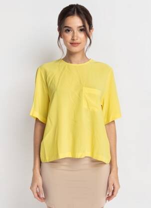Top coupe fluide manches courtes jaune RALPH LAUREN femme