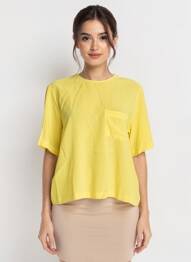 Top tissage crêpe manches courtes jaune RALPH LAUREN femme