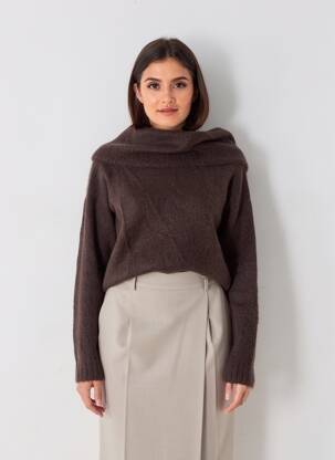 Pull col roulé coupe droite manches longues marron BA&SH femme