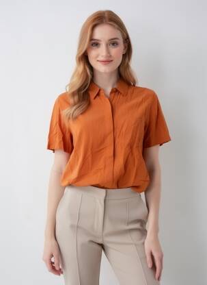 Chemisier manches courtes manches courtes orange LES TROPEZIENNES PAR M.BELARBI femme