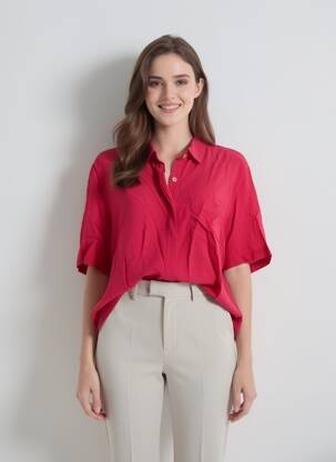 Chemisier manches courtes manches courtes rose LES TROPEZIENNES PAR M.BELARBI femme