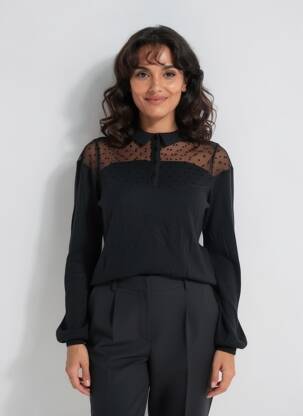 Pull stretch manches longues noir SANS MARQUE femme