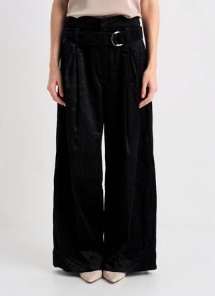 Pantalon large fermeture zippée sous rabat avec crochet taille normale noir & OTHER STORIES femme