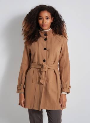 Manteau long coupe cintrée sans capuche marron GOLD SK femme