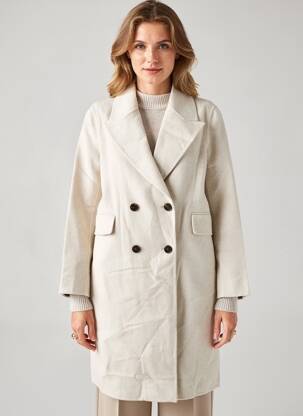 Manteau long coupe cintrée sans capuche beige SEE U SOON femme