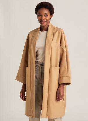 Manteau long coupe droite sans capuche beige NEW COLLECTION femme