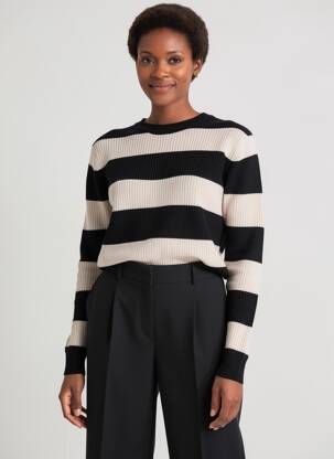 Pull resserrée sur le bas manches longues noir FINGER femme
