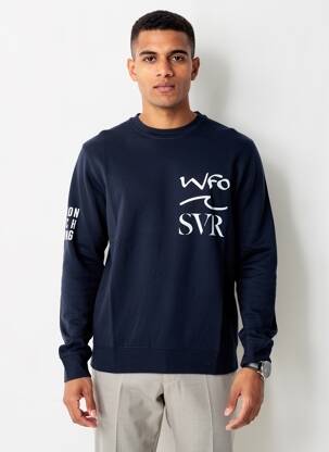 Pull col rond manches longues bleu JUST HOODS BY AWDIS homme