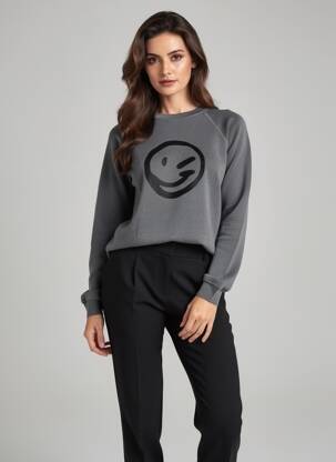 Pull resserrée sur le bas manches longues gris ATF (ALL THINGS FABULOUS) femme