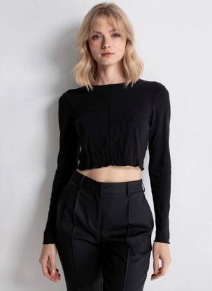 Top manches longues manches longues noir ZARA femme
