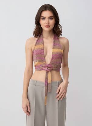 Top imprimé fantaisie sans manche violet PULL & BEAR femme
