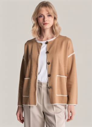 Gilet manches longues col rond marron LILI & LALA femme