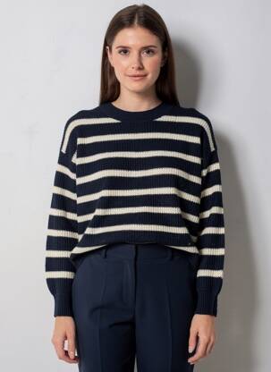Pull coupe droite manches longues bleu H&M femme