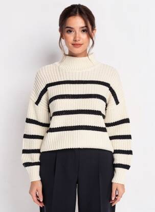 Pull coupe droite manches longues beige H&M femme