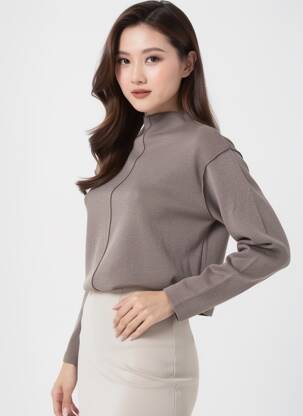 Pull coupe droite manches longues marron H&M femme