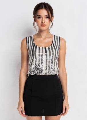 Pull stretch sans manche noir GUESS femme