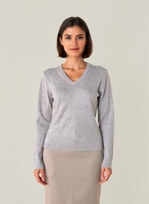 Pull coupe cintrée manches longues gris COMPAGNIA DEL CACHEMIRE femme