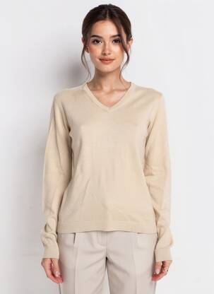 Pull coupe cintrée manches longues beige COMPAGNIA DEL CACHEMIRE femme
