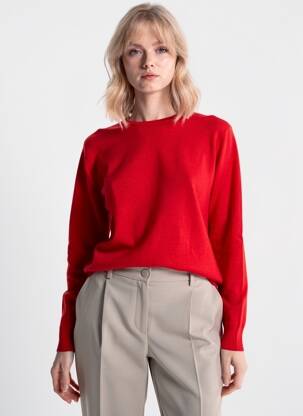 Pull tissage chiné manches longues rouge COMPAGNIA DEL CACHEMIRE femme