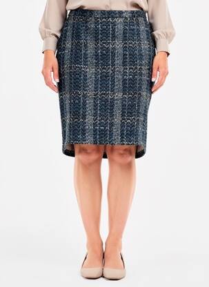 Jupe mi-longue taille à pinces bleu GRIFFON femme