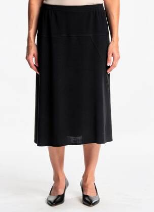Jupe mi-longue coupe droite noir GRIFFON femme