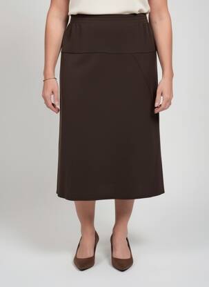 Jupe mi-longue coupe droite marron GRIFFON femme