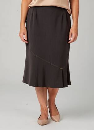 Jupe mi-longue taille à pinces marron GEVANA femme