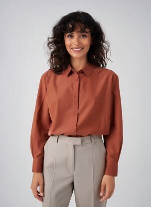 Chemisier coupe cintrée manches longues marron KANOPE femme