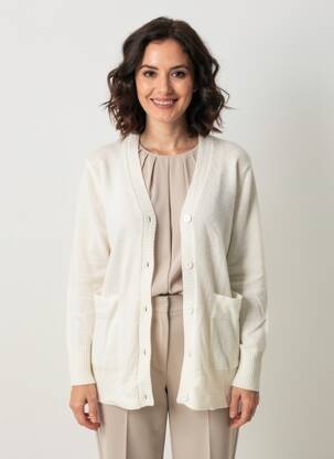 Gilet manches longues coupe cintrée blanc ESTHEME femme