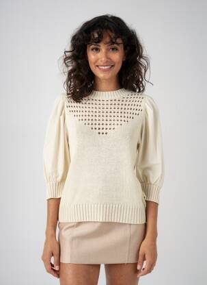 Pull coupe cintrée manches 3/4 beige LIU JO femme