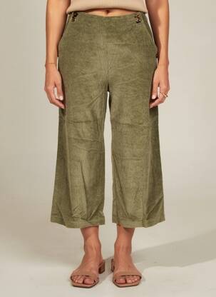 Pantalon 7/8 taille haute taille haute vert AGATHE & LOUISE femme