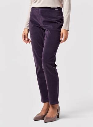 Pantalon chino stretch taille haute violet AGATHE & LOUISE femme