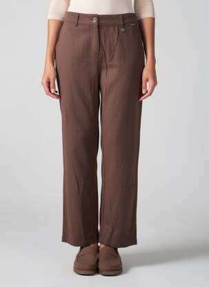 Pantalon chino fermeture zippée sous rabat boutonné taille normale marron AGATHE & LOUISE femme