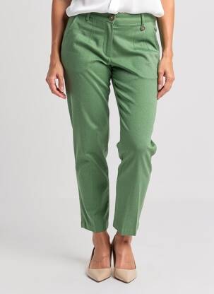 Pantalon chino fermeture zippée sous rabat boutonné taille haute vert AGATHE & LOUISE femme