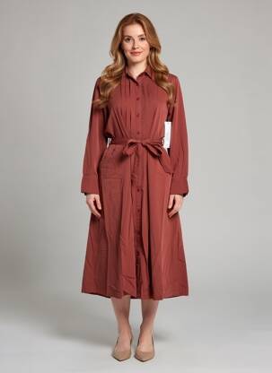 Robe mi-longue manches longues manches longues rouge AGATHE & LOUISE femme