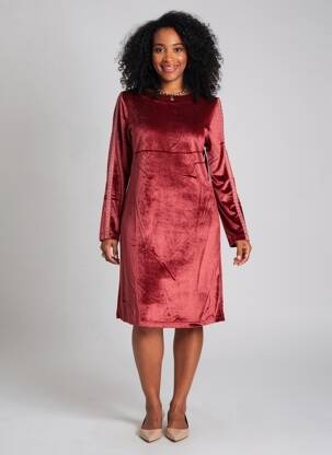 Robe mi-longue manches longues manches longues rouge AGATHE & LOUISE femme