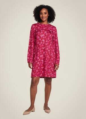 Robe mi-longue imprimé fantaisie manches longues rose AGATHE & LOUISE femme