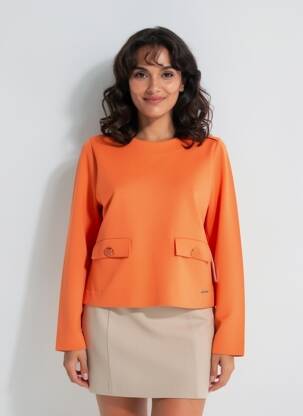 Pull coupe droite manches longues orange AGATHE & LOUISE femme
