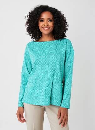 Pull coupe droite manches longues vert AGATHE & LOUISE femme