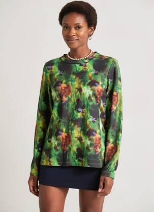 Pull coupe droite manches longues vert AGATHE & LOUISE femme