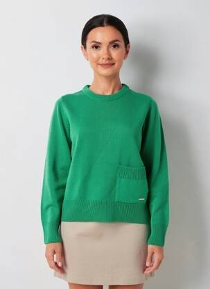 Pull coupe droite manches longues vert AGATHE & LOUISE femme