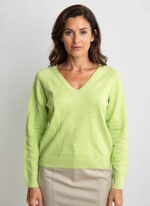Pull coupe cintrée manches longues vert L'ATELIER D'ANNA femme