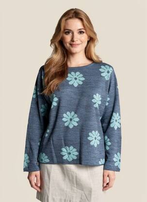 Pull coupe cintrée manches longues bleu L'ATELIER D'ANNA femme