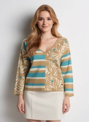 Pull coupe droite manches longues marron AGATHE & LOUISE femme
