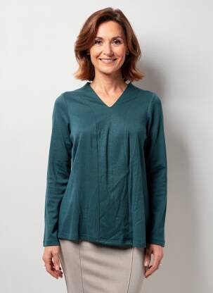 Pull coupe droite manches longues vert FRANCE RIVOIRE femme