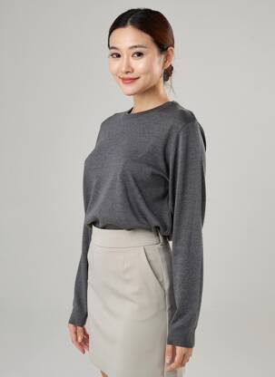Pull coupe droite manches longues gris ESCORPION femme